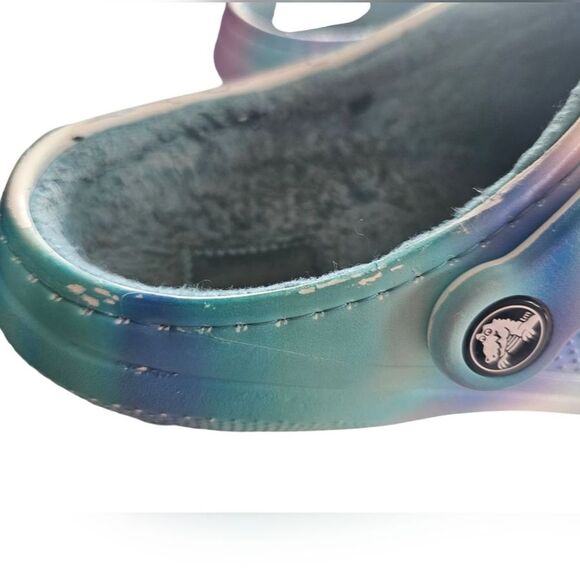 Crocs Classic Clogs Fur Lined Tie Dye Multicolor Women's Size 8 Cozy Comfort - Picture 7 of 13